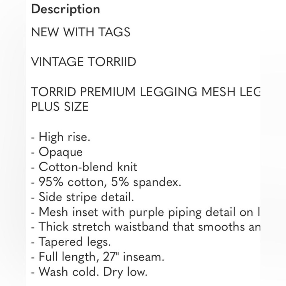 LOWEST🌺 NWT TORRID 2X BLACK SEE THRU MESH PANEL LEGGING PANTS - Picture 7 of 11